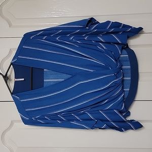Free People blue and white faux wrap stripe top